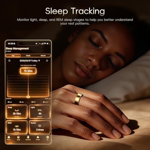 RQZ Smart Ring Health Fitness Tracker for Men and Women,Gold Size 9 - Image 5