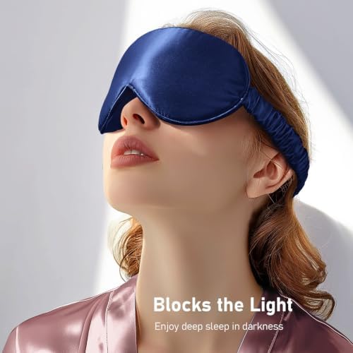 LitBear 100% 22 Momme Mulberry Silk Sleep Mask - 3D Contoured, Deep Blue - Image 4