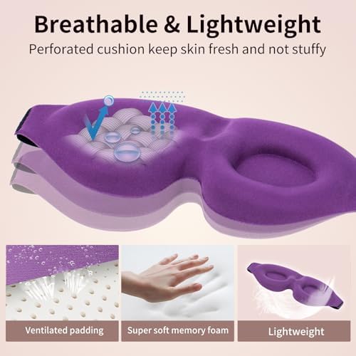 NEWVANGA Sleep Mask for Back and Side Sleeper, Travel Eye Cover, Purple - Image 6