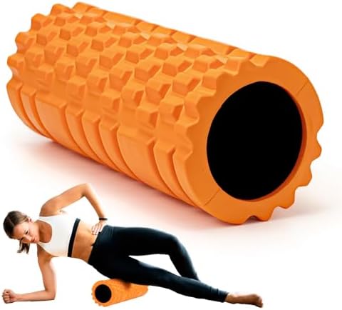 Krightlink Foam Roller High Density 13" Patented Exercise Roller for Deep Tissue Muscle Massage, Muscle Massage and Myofascial Trigger Point Release, Relieves Muscle Pain, Improves Mobility (Orange) by Krightlink