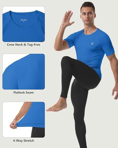 Roadbox Compression Shirt Men Short Sleeve, Cool Dry Base Layer Athletic Undershirts, Workout T-Shirt for Sports Gym Running - Image 4