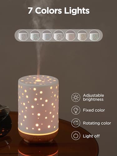 InnoGear 150ml Ceramic Essential Oil Diffusers for Home Aroma Scent, White - Image 6
