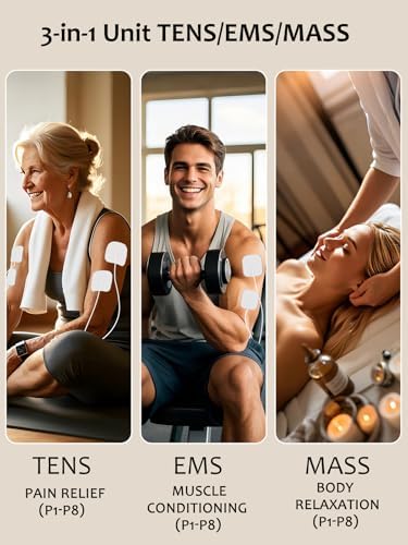 24 Modes TENS Unit Muscle Stimulator with 8 Electrode Pads, Professional 3-in-1 Electronic Pulse Massager with 2-150Hz Rate, 40 Levels, 90mins Timer, EMS TENS Machine for Pain Relief Therapy - Image 5