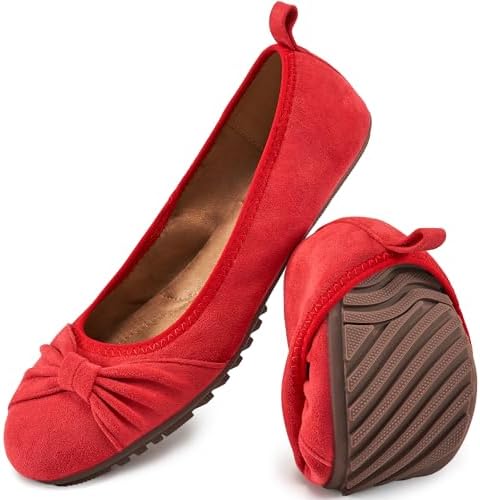 Ecetana Comfortable Ballet Flats for Women: Lightweight Cushioned Foldable Slip-On Work Shoes with Memory Foam - All Day Walking Comfort - Dressy Flats for Office Business by Ecetana