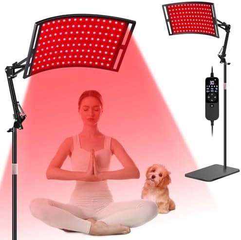 Red Light Therapy for Face and Body, 120Pcs Infrared Red Light Therapy Lamp with Stand, 3-in-1 LED 660nm & 850nm Infrared Light Panel Device for Home Ideal Gift by SAVILER