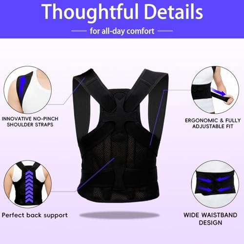 Posture Corrector for Women and Men,Adjustable Full Back Support,FSA&HSA Eligible,Improve Posture,Upper Lower Back,Neck,Shoulder Pain Relief,Scoliosis & Hunchback Support - Image 3