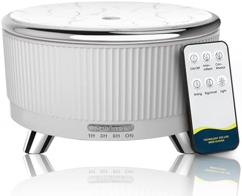 Diffusers for Essential Oils Large Room, Aromatherapy Diffuser with Remote Control,7 Colors Lights 3 Mist Mode for Women Office Home White Sliver by Jpord