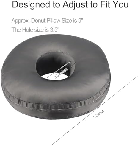 Washable Silky Satin Ear Piercing Pillow with Removable Pillowcase Smooth Cooling Donut Pillows Hole for Ear Pain Relief CNH Sleeping Pressure Sore Side Sleepers Ear Guard Protector, Dark Gray Cover - Image 6