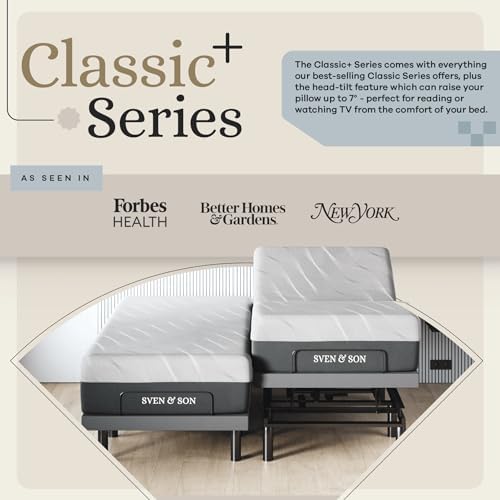 Sven & Son Harmony Adjustable Bed Base, Head and Foot Lift, Massage, Under-Bed Lights, USB, Gel Memory, Zero Gravity Smart Frame - Split King + 14 inch Hybrid Spring Matt (Medium Soft) - Image 2