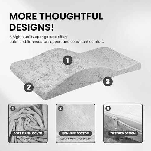 Lash Bed Foam Topper, Massage Table High-Density Foam Mattress Topper, Ergonomic Curved Lash Bed Cushion for Beauty Salon (ICEGRAY Set, 71 inches X 27.6 inches(180cm X 70cm)) - Image 4