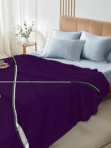 California King Flat Sheet Golf Ball Club Flat Sheets Only Soft Breathable Microfiber Bedding Top Sheets Luxury Hotel Quality Game Sports Purple Cal King Bed Sheet for All Season Bedroom Dorm Decor - Image 4