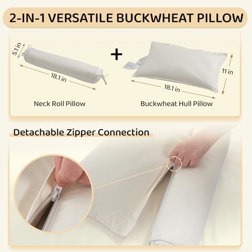 Buckwheat Pillow – 3-Point Head Neck Shoulder Support, Detachable - Image 4
