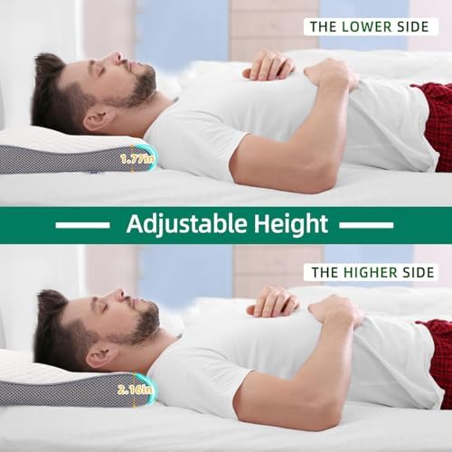SUQ I OME Slim Sleeper Memory Foam Pillow, 23.6x13.7x2.4/1.9inch - Image 5