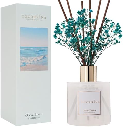 COCORRÍNA Reed Diffuser - Ocean Breeze Scented Diffuser with 8 Sticks Home Fragrance Reed Diffuser for Bathroom Shelf Decor by COCORR%C3%8DNA