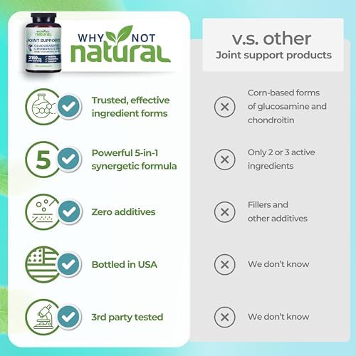 Why Not Natural Glucosamine Chondroitin, MSM, Joint Support Supplements - Knee Pain Joints Health Suppplement - Image 5