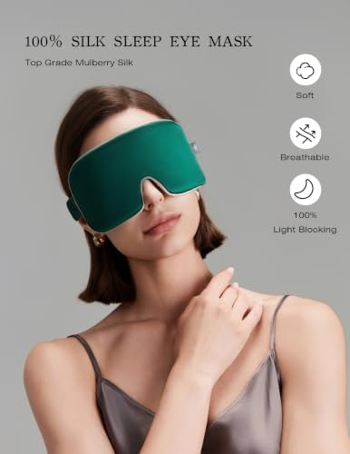Luxurious 100% Mulberry Silk Sleep Eye Mask Blackout, Pine Green - Image 2