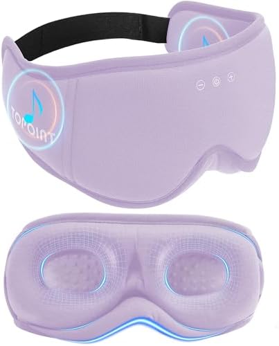 Sleep Mask with Headphones Bluetooth 5.4, TOPOINT 3D Eye Mask Blackout with Soft Bamboo Cotton for Side Sleepers Women Men, Sleep Headphones Earphones HD Speaker Microphone for Travel Meditation Gift by TOPOINT
