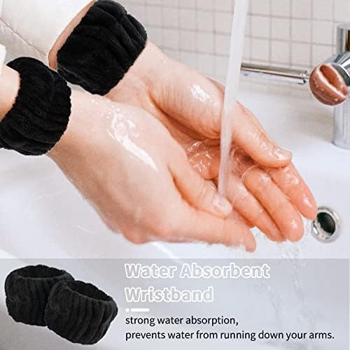 WHAVEL 6PCS Spa Headband and Wristbands Set, Face Wash Headband Wrist Bands for Washing Face Makeup Skincare Hair Band Skin Care Accessories Tools - Image 3
