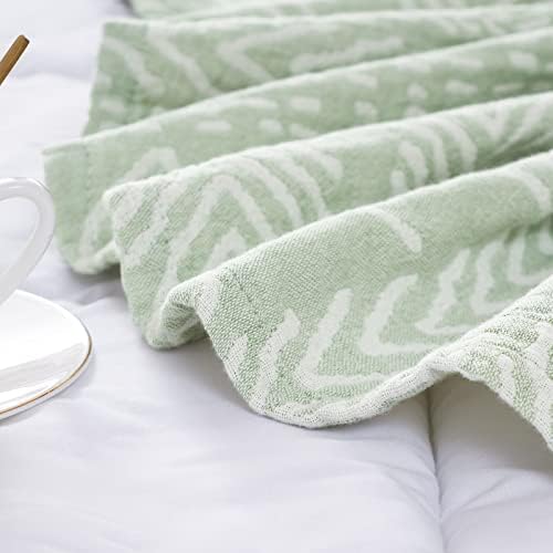 jinchan Boho 100% Cotton Blanket Muslin Lightweight Twin Size Throw Blanket Reversible for Couch Soft Cozy All Season 3-Layer Throw Coverlet Blanket for Bedroom Living Room Decor Green 60x80 Inches - Image 5