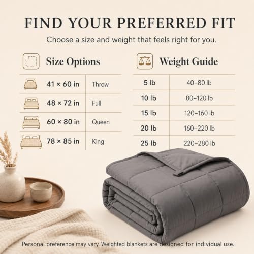 Smart Queen Cooling Weighted Blanket for Adults 15 lbs, 48"x72" Twin Size Heavy Blanket for Sleeping, Soft Breathable Cotton with Glass Beads, Machine Washable, Grey (Fits 120-160 lbs) - Image 6