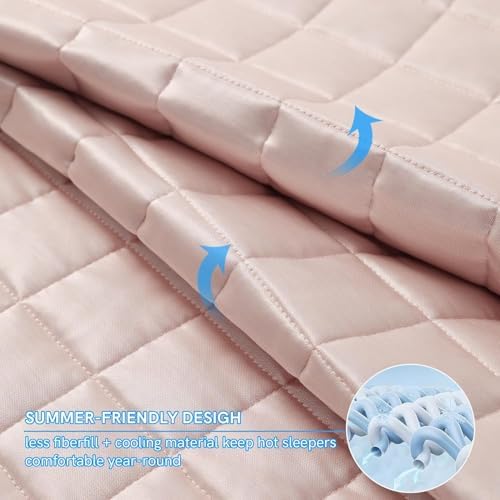 YnM Cooling Weighted Blanket for Adults, 15lbs Heavy Bed Throw Comforter with 100% PE Fabric, Ideal for Hot Sleepers or Summer Days(48x72 Inches for Twin/Full Bed, 15 Pounds, Pink) - Image 3