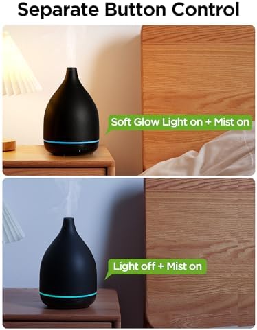 InnoGear 300ml Ceramic Essential Oil Diffuser, Diffusers for Home, Black - Image 4
