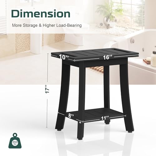 Waterproof HIPS Shower Bench for Inside Shower, Shower Stool, Black - Image 3