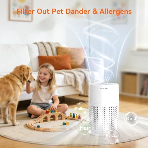 AIRROMI Pets Air Purifier for Home Allergies,Up to 660 ft². HEPA Deodorizing Activated Carbon Filter,With Fragrance Sponge for Better Sleep,Night Light,Pet Dander,Smoke,Odors,Air Cleaner A2002 White - Image 3