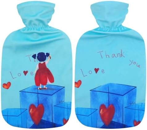 Fashy Hot Water Bottle with Gift Design Plush Cover (2L, 67oz) - Image 2