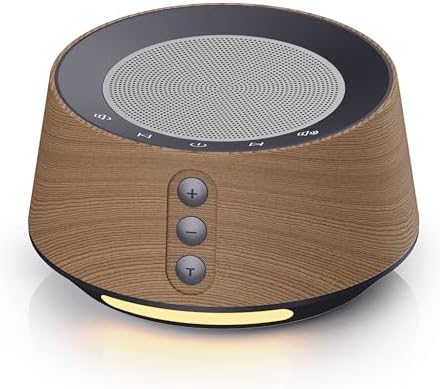 White Noise Machine with Night Light – 20 Soothing Sounds, 10 Color Lights, 5 Timer Settings & Memory Function, Portable Sleep Sound Machine for Baby Nursery, Kids & Adults,Wood by BGOVERSSWhiteNoiseMachine