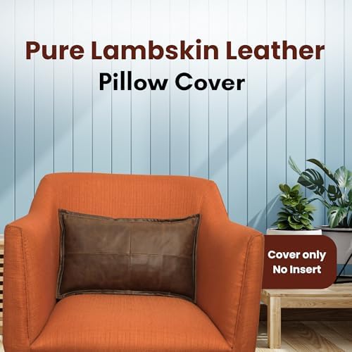 LL LEATHER LOVERS 100% Lambskin Leather Pillow Cover - Sofa Cushion Case - Decorative Throw Covers for Living Room & Bedroom, Chiku Brown Box Pack of 1-12X20 Inch - Image 2