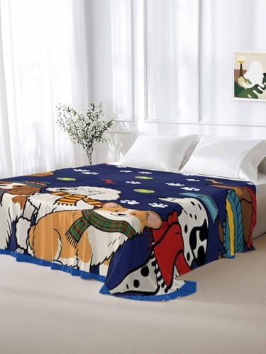 Queen Flat Sheet Scarf Dog Flat Sheets Only Soft Breathable Microfiber Bedding Top Sheets Luxury Hotel Quality Puppy Animal Paw Print Tennis Ball Blue Queen Bed Sheet for All Season Bedroom Dorm Decor - Image 6
