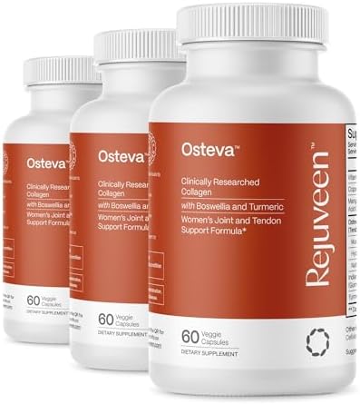 Osteva Joint Support Supplement for Women | High Potency Collagen, Turmeric, Boswellia | for Flexible Cartilage & Tendons, Resilient Knees & Hip, Improved Mobility | Non-GMO, 60 Ct (3 Pack) by Rejuveen