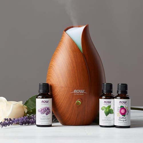 NOW Foods Essential Oils, Ultrasonic Faux Wood Aromatherapy Oil Diffuser, Contemporary Design, Extremely Quiet Heat Free, Color Changing LED Diffuser - Image 6