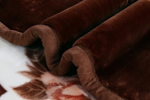 Nestl 12 Lbs Velvet Fleece Blanket for Winter - 2 Ply Heavy & Warm Korean Style Bed Blanket - Reversible Printed Raschel King Size Blanket - Wrinkle & Fade Resistant - 87 x 94 Inches - Brown - Image 3