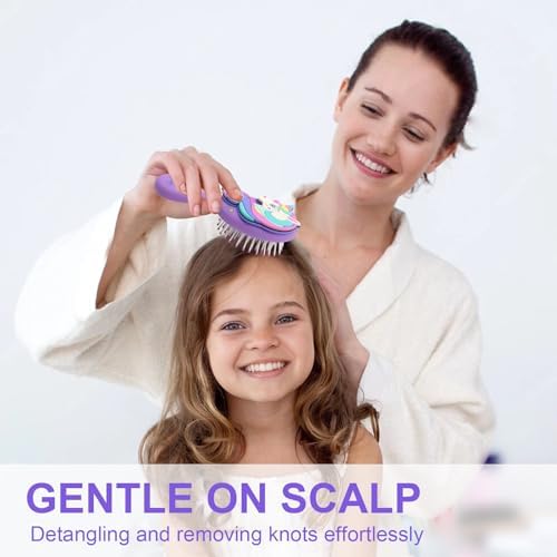 Toddler Hair Brush for Baby, Unicorn Air Cushion Brush - Purple - Image 5