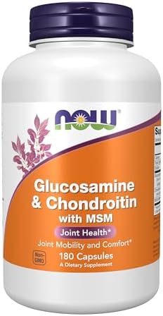 NOW Foods Supplements, Glucosamine & Chondroitin with MSM, Joint Health, Mobility and Comfort*, 180 Veg Capsules by NOW
