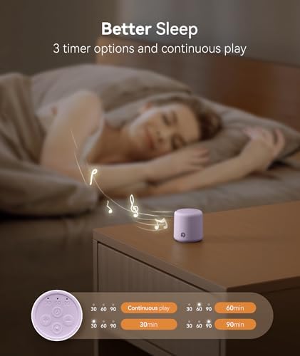 Dreamegg Portable White Noise Machine, 1000mAh Battery, Travel, Purple - Image 5