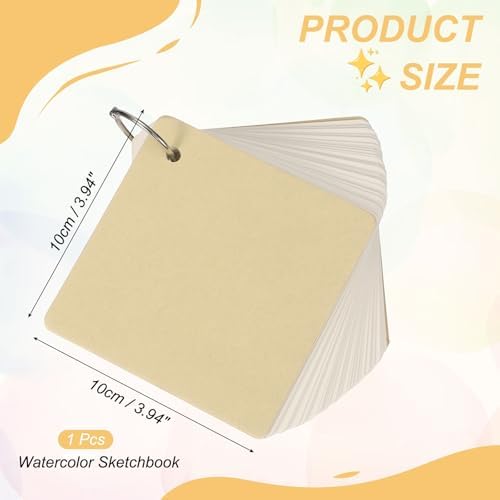 PATIKIL 2 Pcs Mini Watercolor Sketchbook, 3.94 x 3.94 55 Sheets/110 Pages Portable Square Travel Watercolor Notebook 230GSM (107lb) Detachable Painting Sketch Book Art Sketchbook, Khaki - Image 2