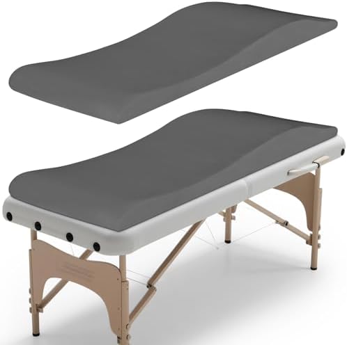 FAHKNS Lash Bed Topper, Ergonomic Lash Bed Foam Topper, High Density Foam Massage Table Pad, Curvy Esthetician, Washable Massage Table Padding Cushion for Beauty Salon, 70.8in×23.6in, Gray by FAHKNS