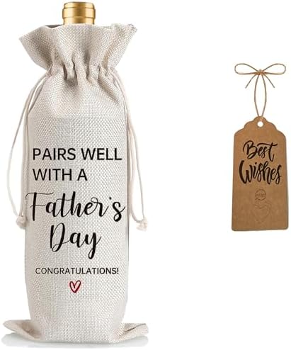 1Pcs Father's Gifts Wine Gifts Bag Dad gifts Wine Bag Father's Day, Pairs Well With a Father's Day with 1Pcs Kraft Blessing Cards and natural jute rope by Yourloveisourmotivation%EF%BC%81