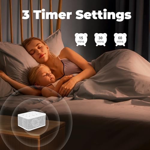 White Noise Sound Machine, Protable Travel Noise Sound Machine for Sleep with 10 Natural Soothing Sounds for Adults Baby Kids, Rechargeable Brown Noise Machine with Timer for Home Office, White - Image 3