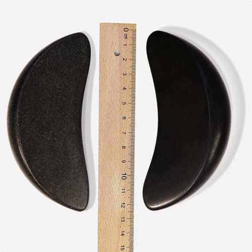 Master Massage 2-Piece Large Waning Moon Crescent Massage Stone Set – Arc Curved Hot Stones for Deep Tissue Therapy, Gua-Sha & Pressure Point Massage – Black Basalt Rock Tool Pack - Image 5
