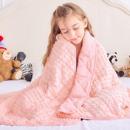 yescool Pink Weighted Blanket 10 Pounds Twin Size Cooling Weighted Throw Blanket, Minky Heavy Blankets Warm Weighted Comforter, Big Washable Thick Blankets Gift for 80-120lbs, 40 * 60in - Image 2