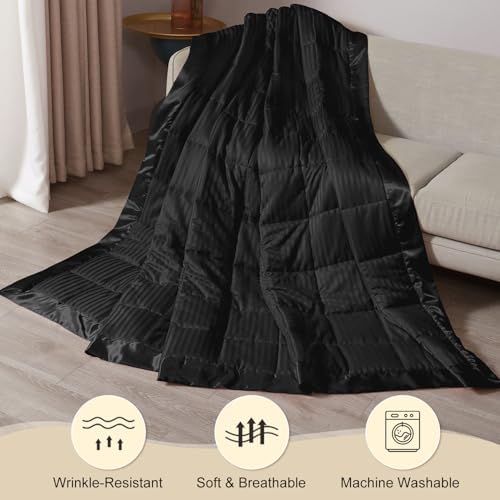 downluxe Weighted Blanket King Size, 18 lb Weighted Blanket with Glass Beads for All Season, Machine Washable Heavy Blanket (Black, 108 X 90 Inch) - Image 6