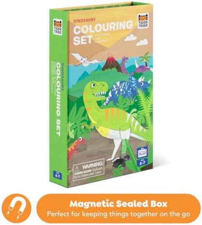 Tiger Tribe Coloring Set - Dinosaurs, Activity Set for Kids, incl. Stickers & Markers Portable Storage Box, Perfect for Travel, Great Gift - Image 6