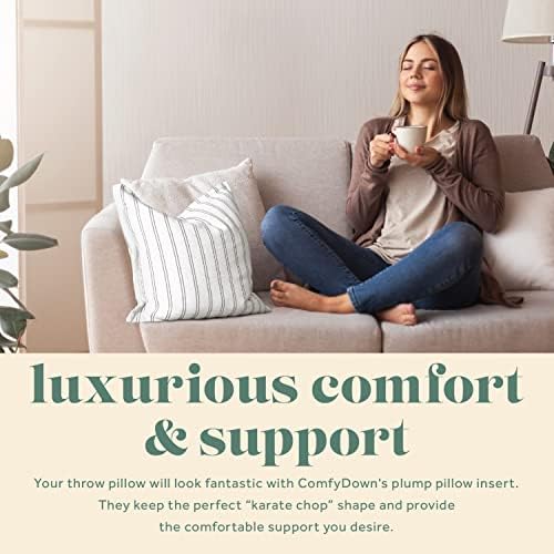 ComfyDown 14x28 Throw Pillow Insert, Down & Feather Fill, 100% Cotton Cover, Made in USA – Premium Soft Lumbar Decorative Pillow Form Sham Stuffer for Bed, Sofa & Couch - Image 3