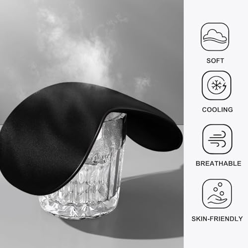 Black Sleep Eye Mask, Blackout Silk Satin Travel Blindfold Set Women - Image 5