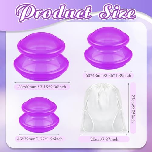 TrelaCo 6 Pcs Silicone Cupping Kit for Massage Therapy,Clear Purple - Image 2