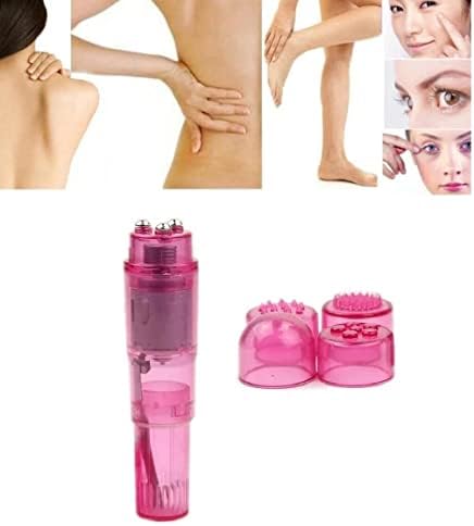 Mini Portable Small Vibrating Massage Body Tool 4 Heads Massager Pocket for Women Neck Shoulder Face Back Foot Muscles (1PK Blue 2PK Pink) - Image 7
